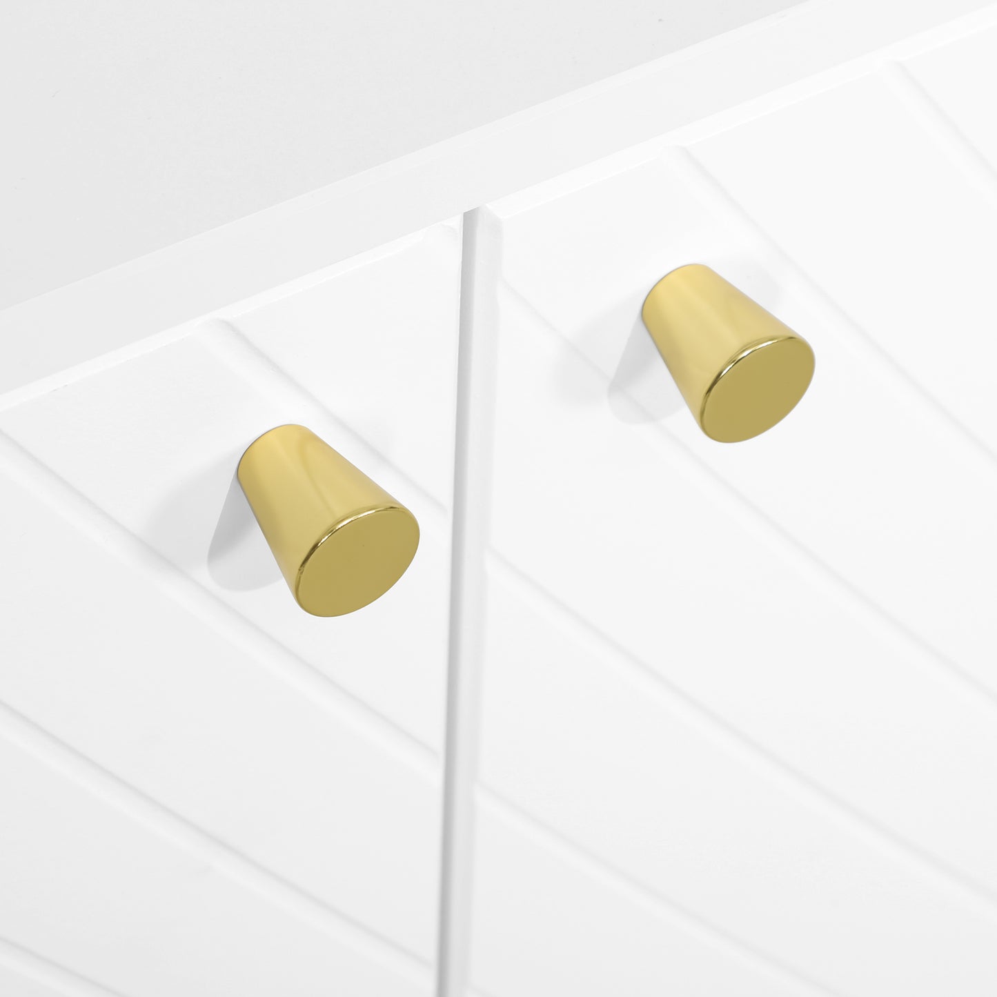 Sideboard Storage Cabinet with 3 Carved Line Doors and 5 Legs White