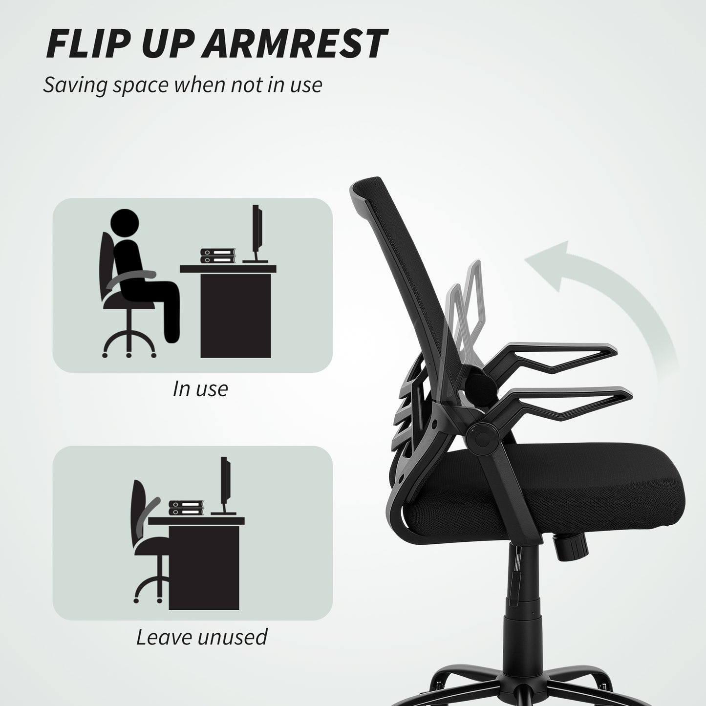 Vinsetto Mesh Swivel Office Chair Task Computer Chair w/ Lumbar Support, Black
