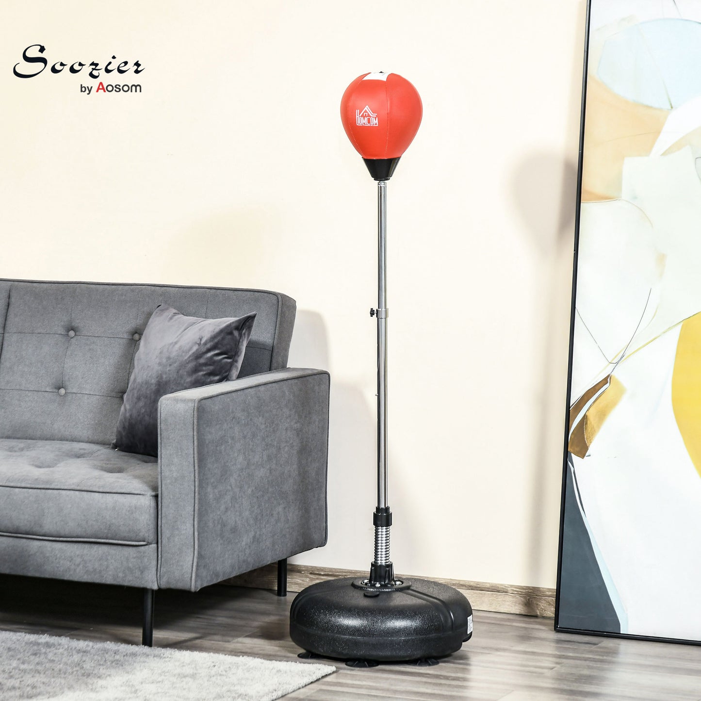 Punching Bag with Stand, Freestanding Boxing Bag Set, with Speedball, 133-151cm Adjustable Height, for Teens, Red/Black