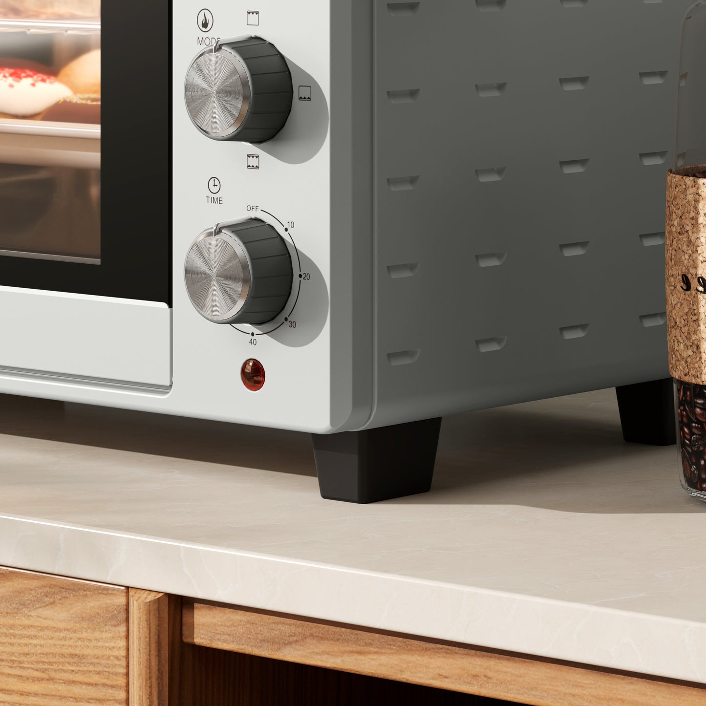 Mini Oven 21L Electric Grill w/ Adjustable Temp 1400W, Silver Tone