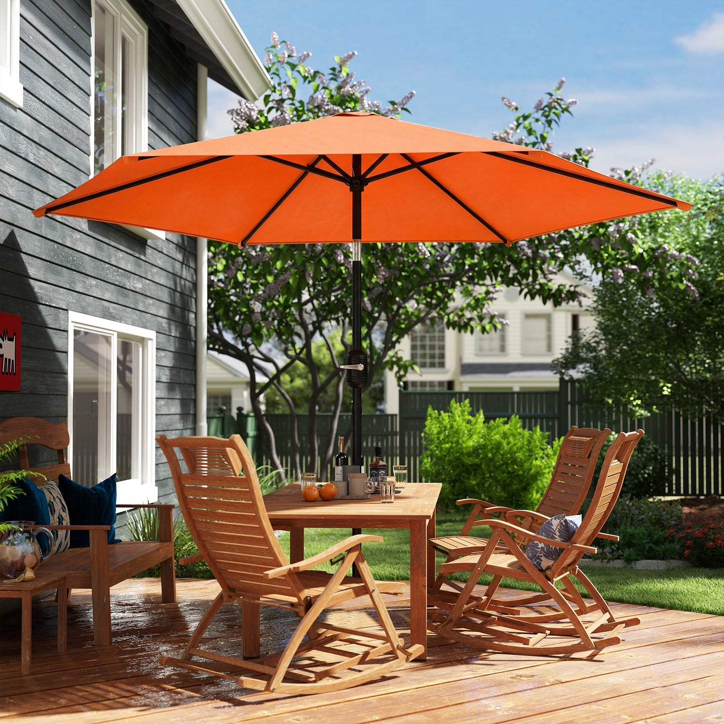 2.6M Garden Parasol Umbrella with Aluminium Pole, Tilt, Crank