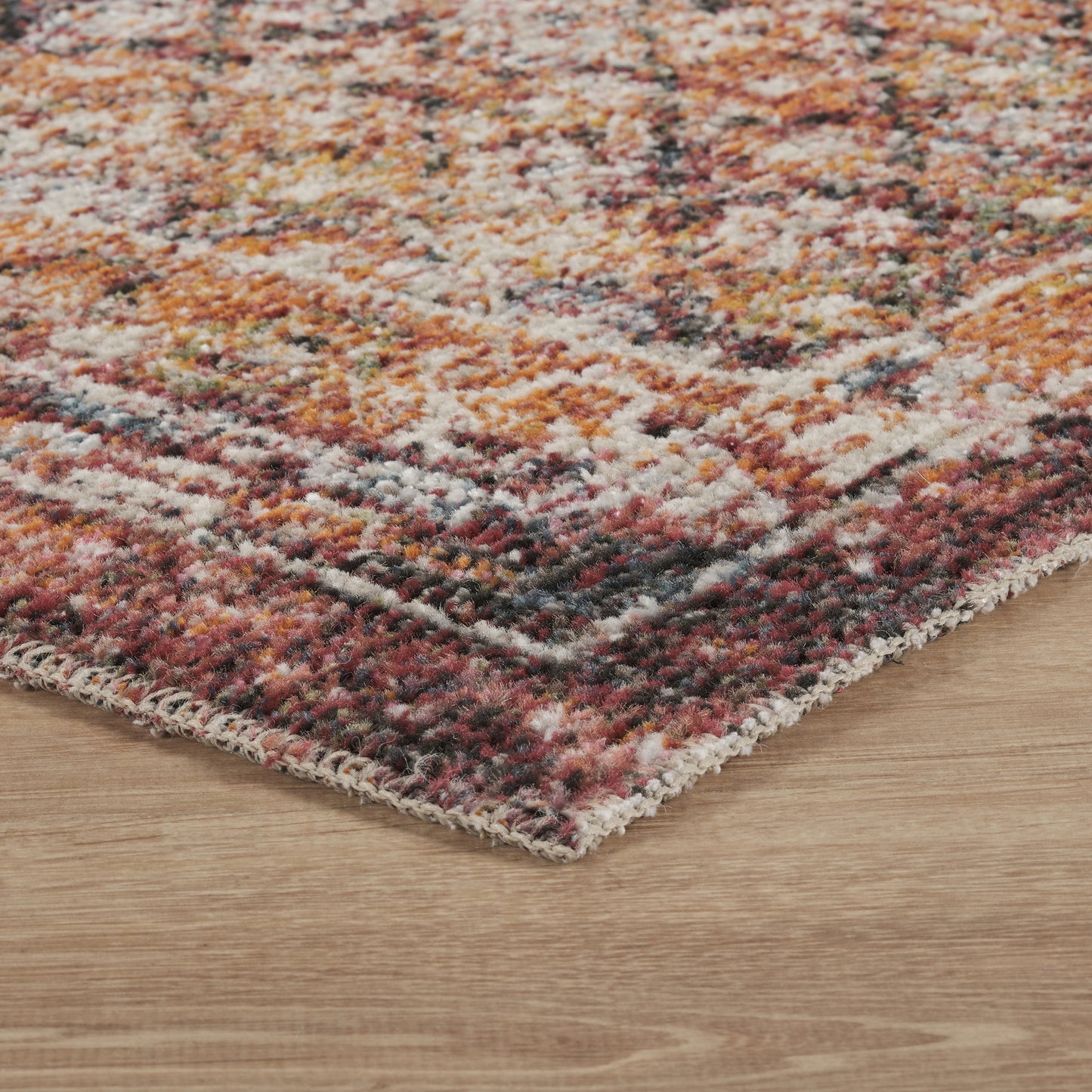 Aress Washable Modern Living Room Area Rug - Low Pile Lattice Design