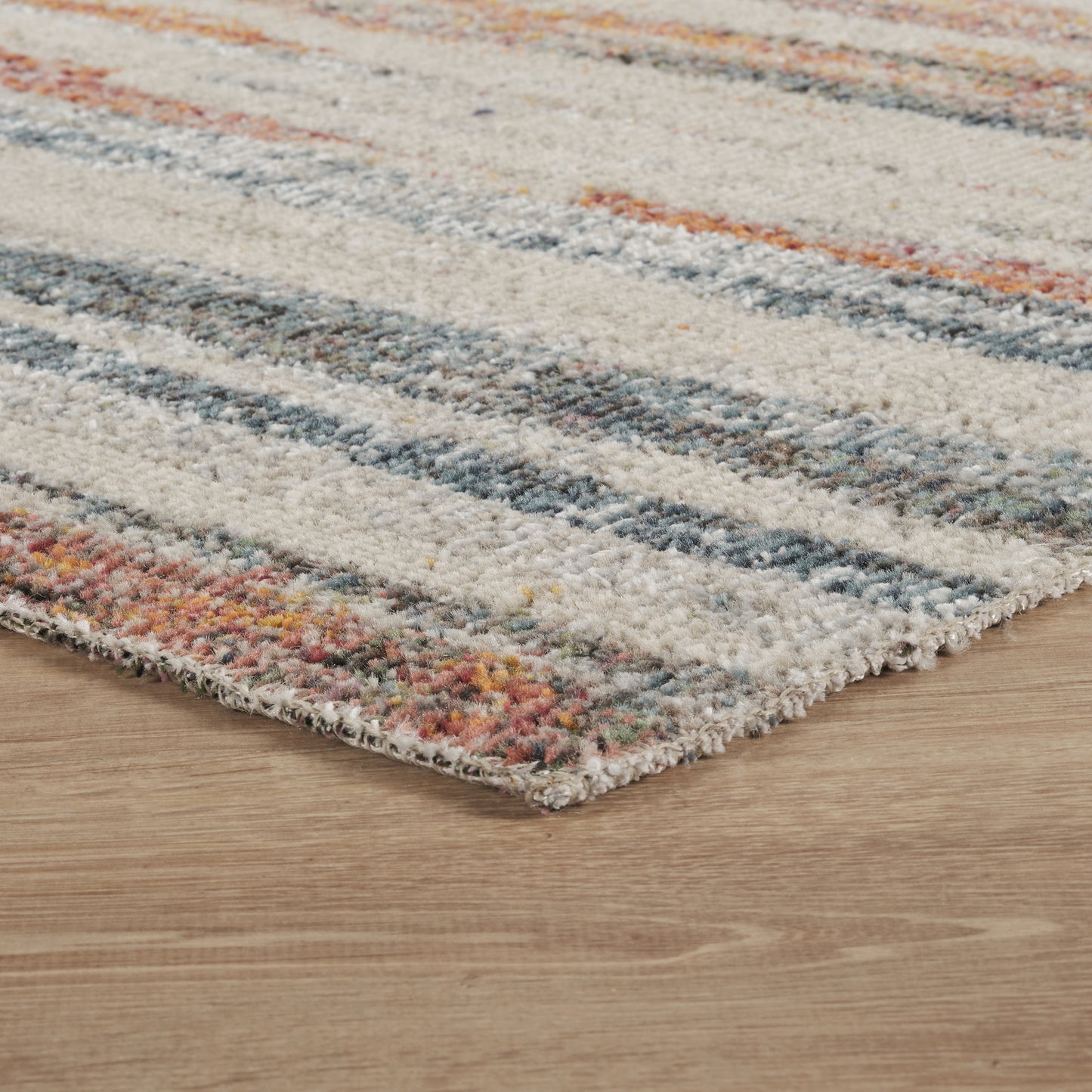 Aress Washable Modern Living Room Area Rug - Low Pile Line Design