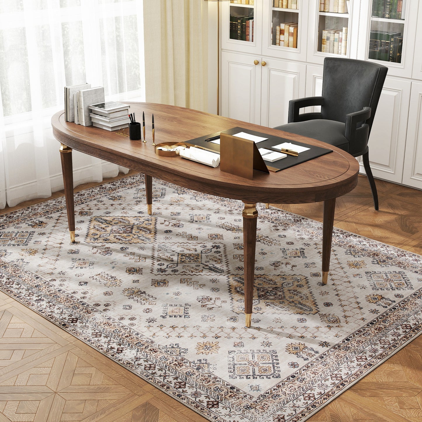 Flannel Non-Slip Washable Rug for Living Room, 230 x 160 cm, Beige