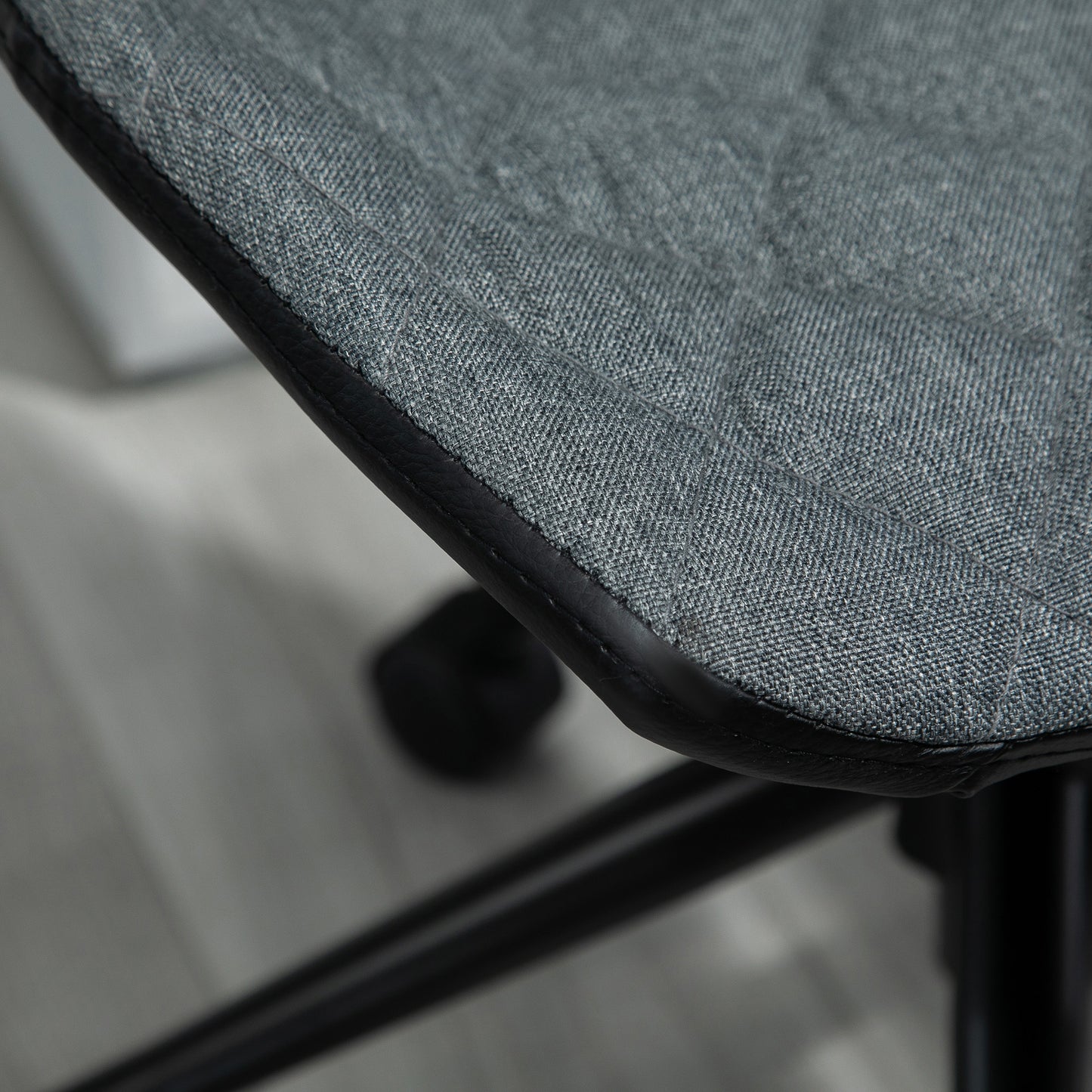 Home Office Swivel Desk Chair Nylon Wheels Adjustable Height Linen Grey