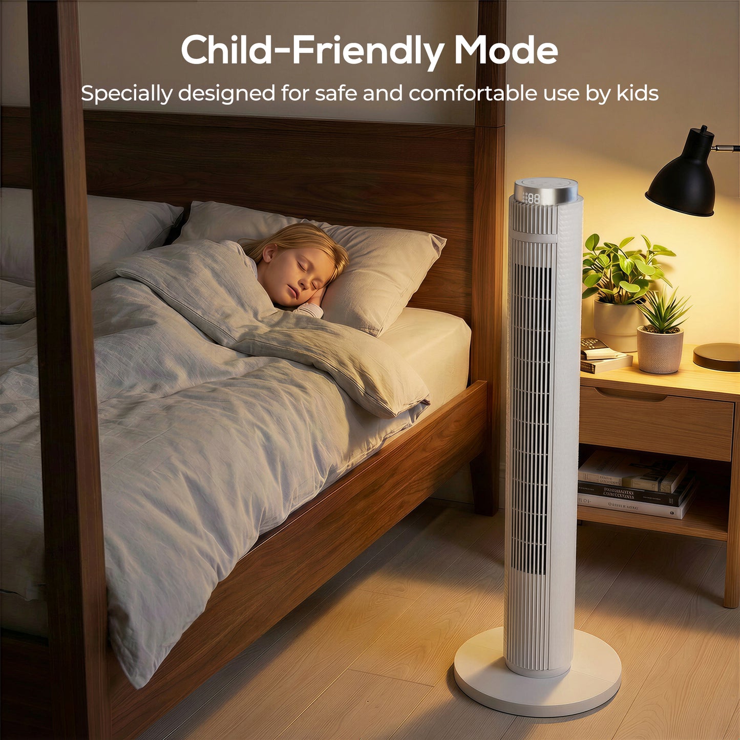96 cm Tower Fan, Standing Floor Fan with Remote Control White