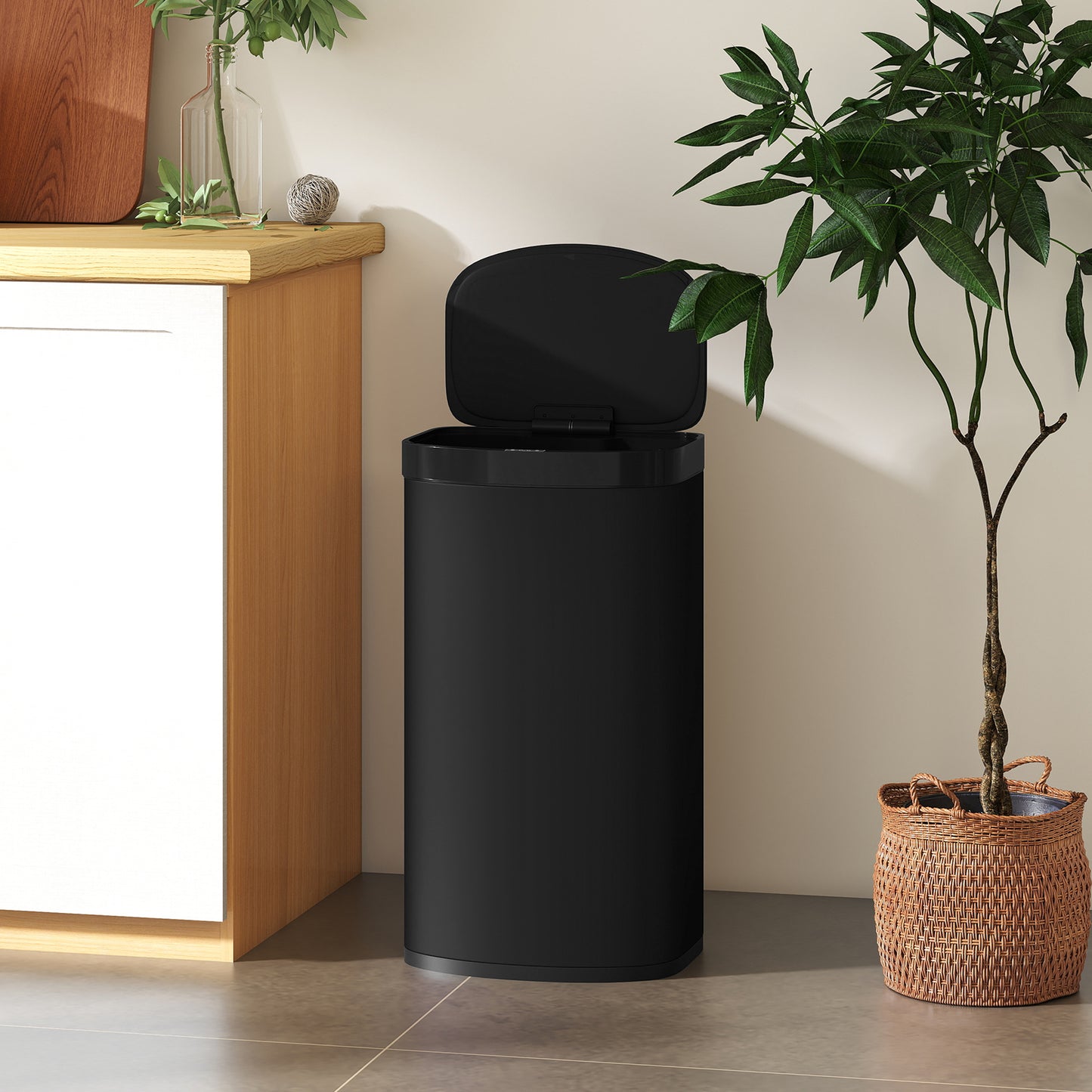 Automatic Kitchen Bin with Soft-Close Lid, 55L Sensor Wastebasket