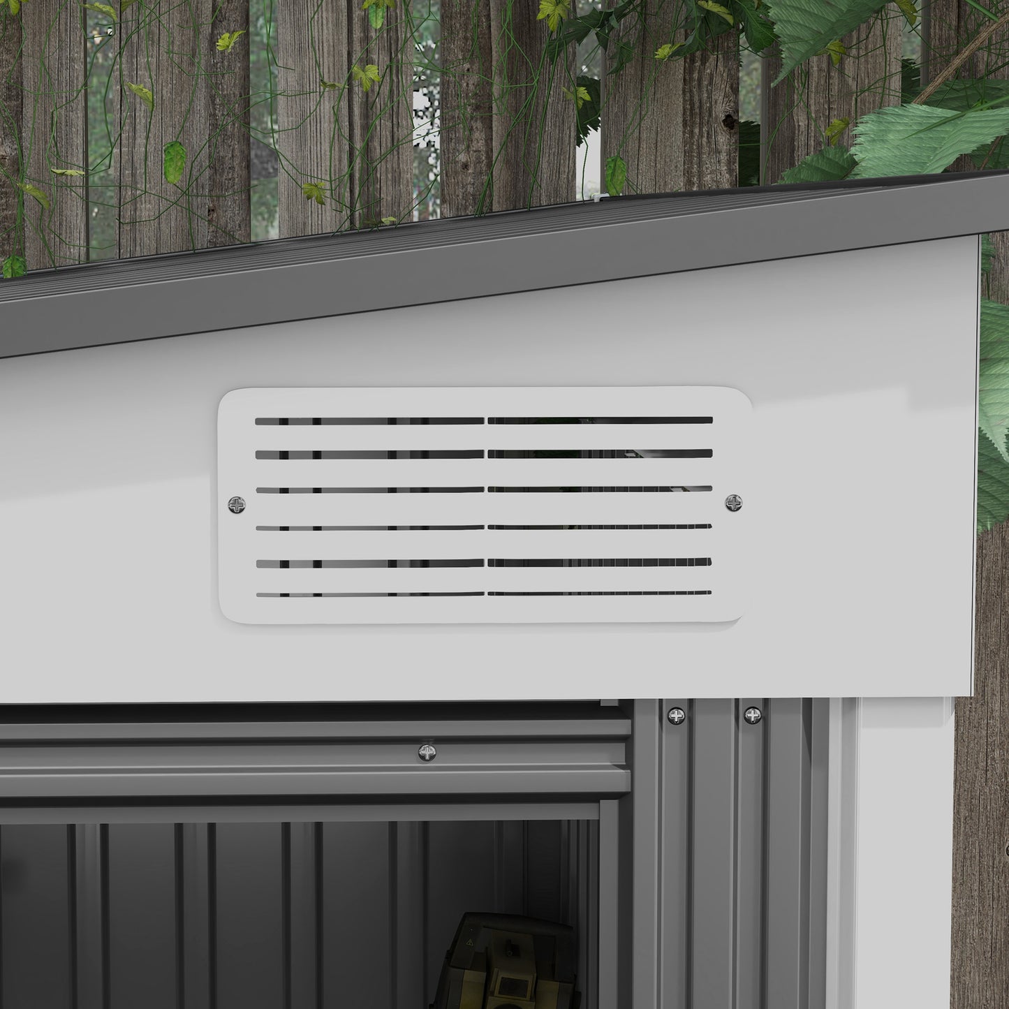 5 x 7FT Galvanised Metal Shed with Foundation, Lean to Tool Garden Shed with Sliding Doors and 2 Vents, White