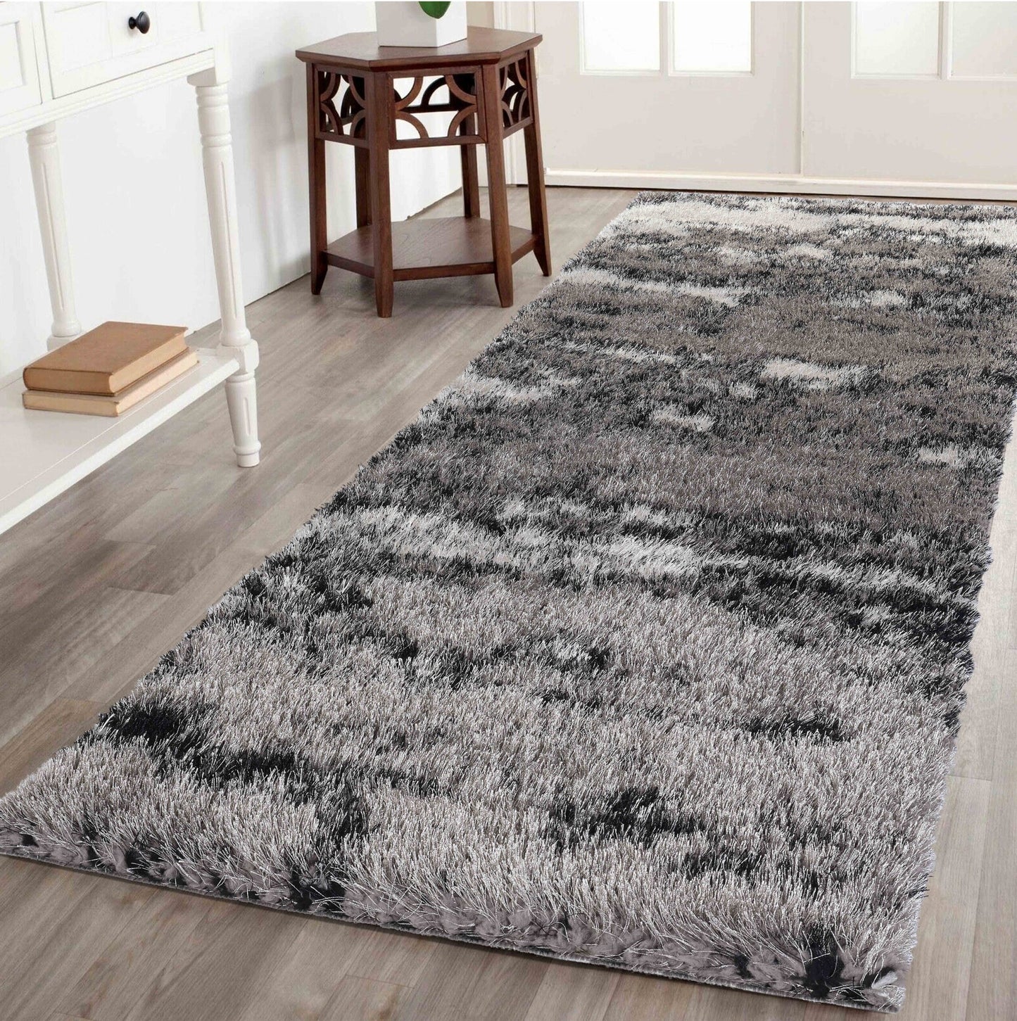 California Modern Soft Two Tone Shimmer Shaggy Area Rugs - 3 Colours Available
