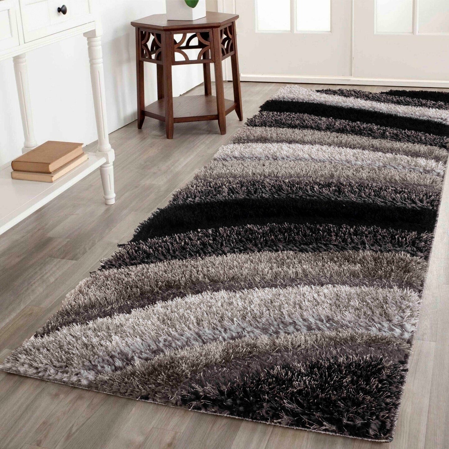 California Modern Soft Waves Shimmer Shaggy Area Rugs - 3 Colours Available