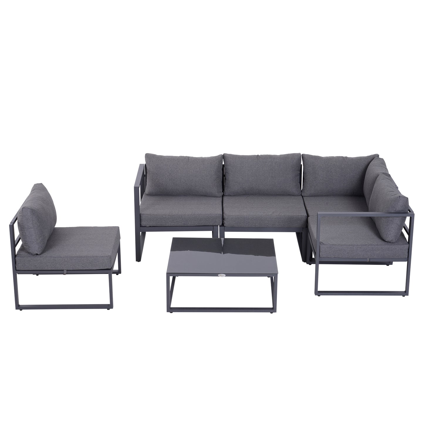 6Pcs Outdoor Sectional Sofa Set Conversation Aluminum Frame w/ Cushion