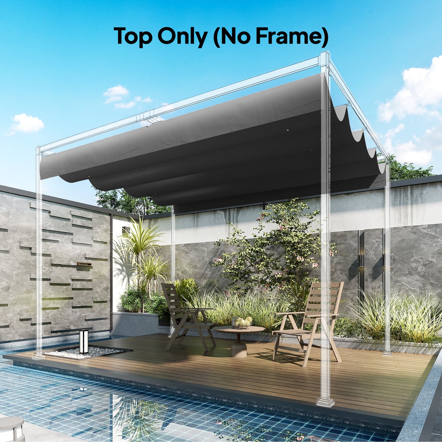 Retractable Pergola Canopy Only for 4 x 3 m Pergola, Dark Grey
