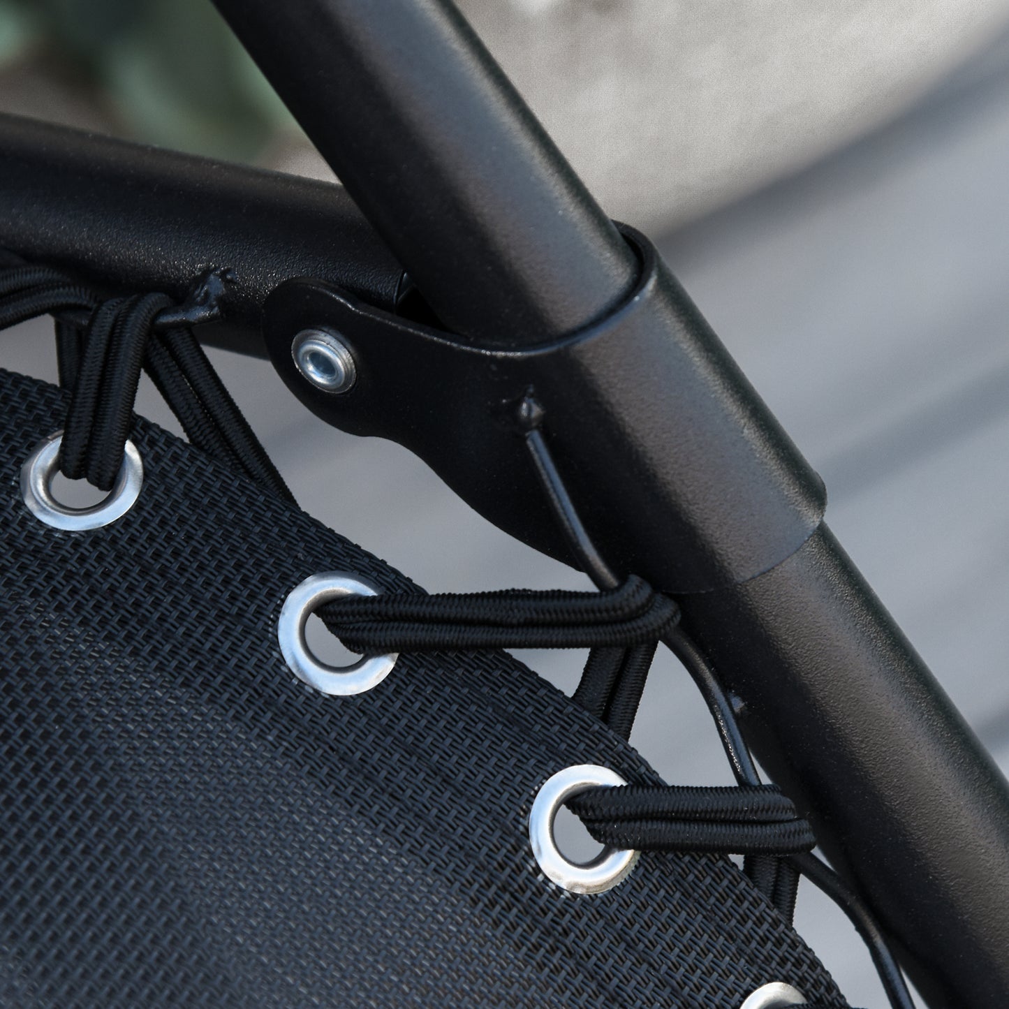 Garden Rocking Chair Folding Recliner Outdoor Adjustable Sun Lounger Rocker Zero-Gravity Seat with Headrest Side Holder Patio Deck - Black