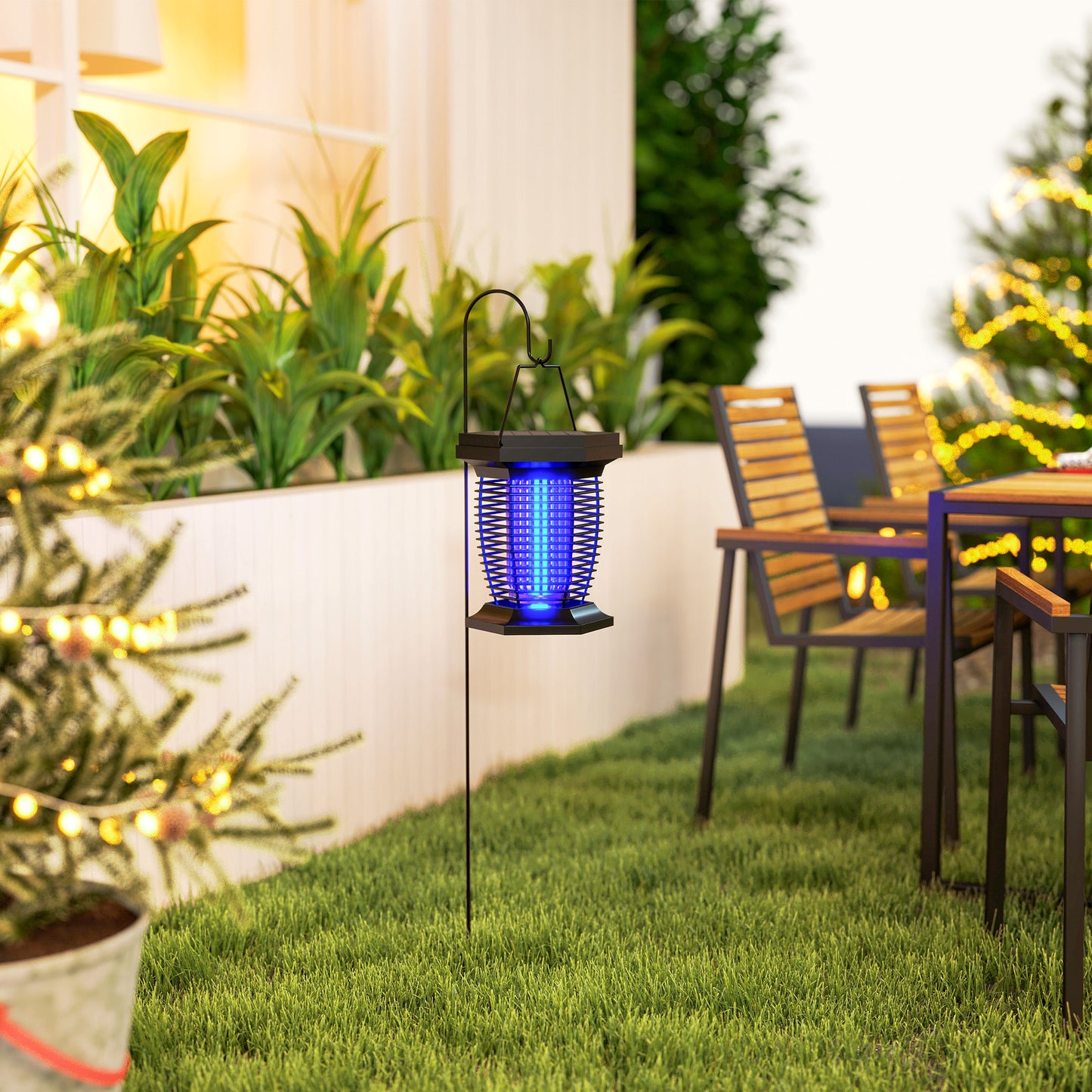 2-in-1 Electric Fly Zapper with UVA Light, Hanging Garden Lantern