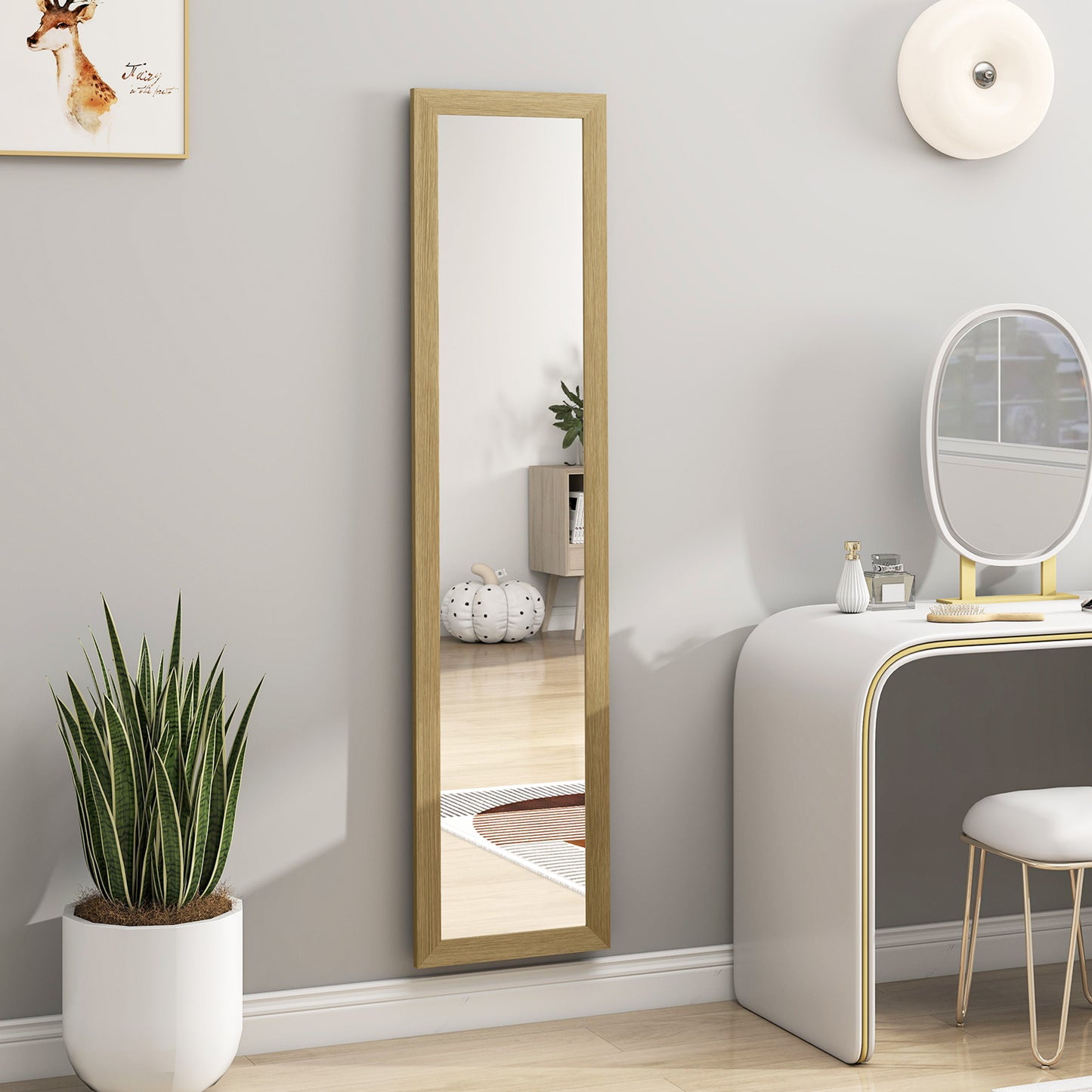 37 x 157 cm Full Length Mirror with Frame for Bedroom, Natural
