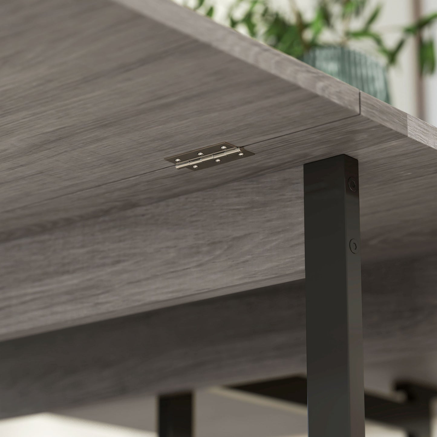 Folding Dining Table, Drop Leaf Table with Open Compartments, Grey