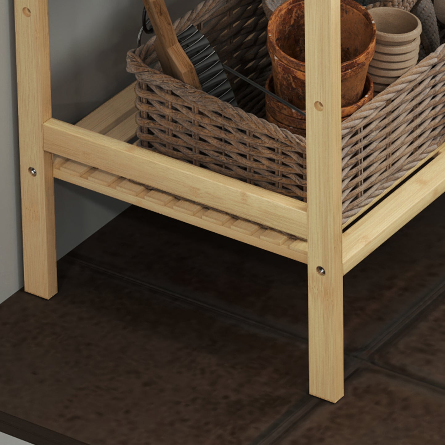 4-Tier Bamboo Bathroom Storage Shelf with Adjustable Rack, Natural