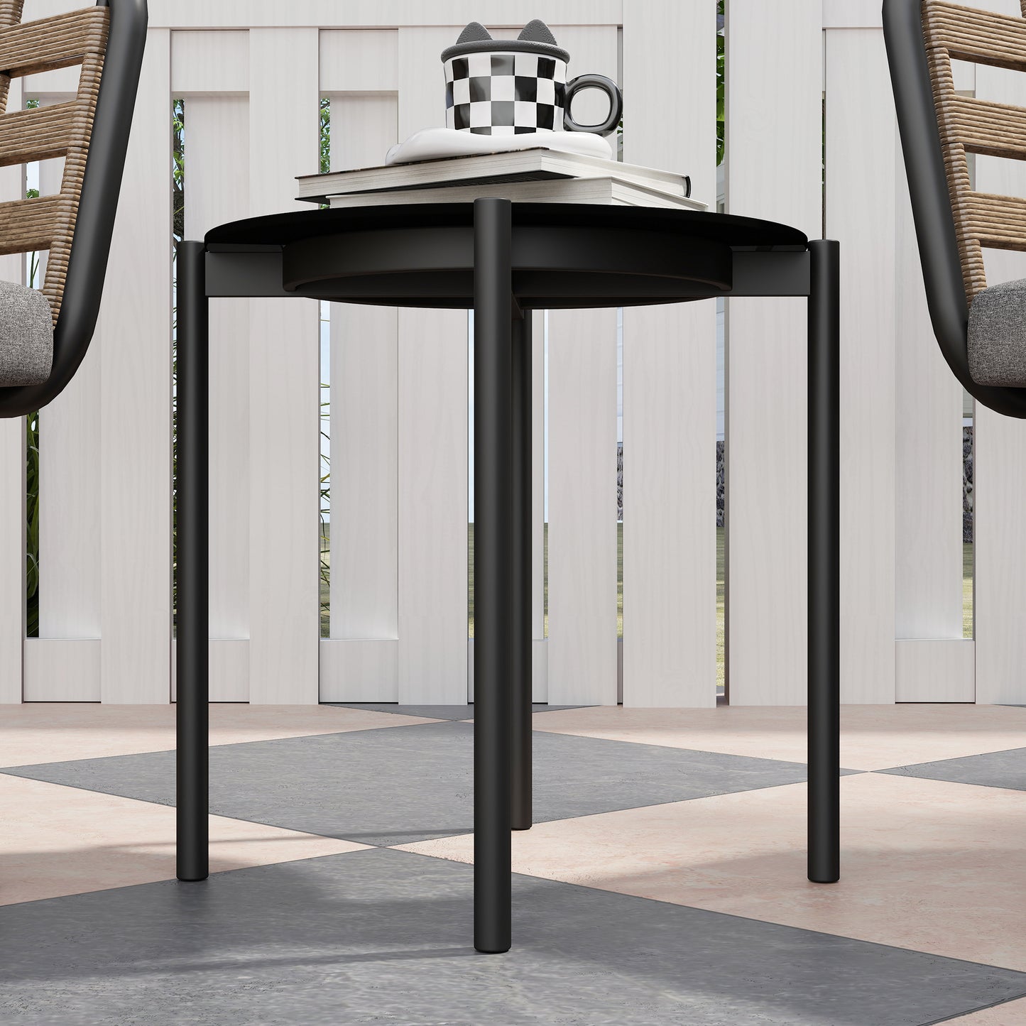 3 Pieces Rattan Bistro Set, Wicker Garden Furniture Set w/ Cushions