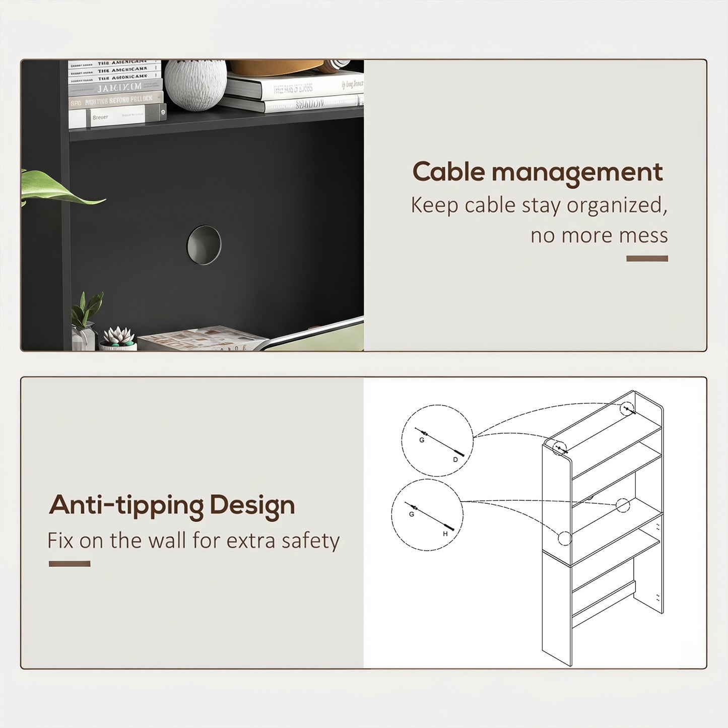 Writing Desk with Foldable Desktop for Bedroom, Home Office, Black