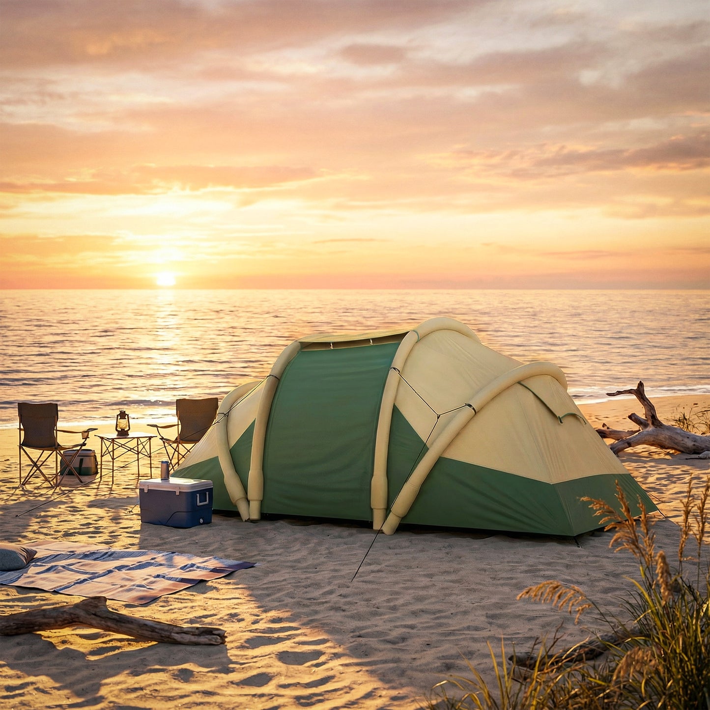 Inflatable Tent 3000mm Waterproof for 4 Person, Green
