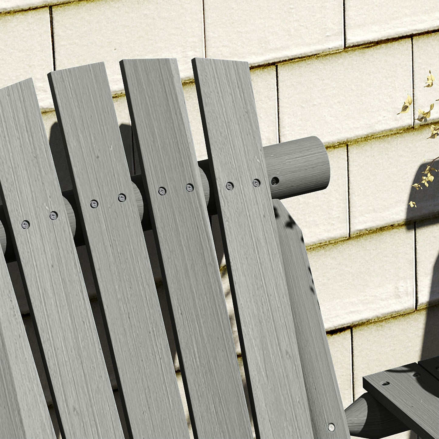 Wood Patio Bench 2 Seats w/ Centre Coffee Table, Grey