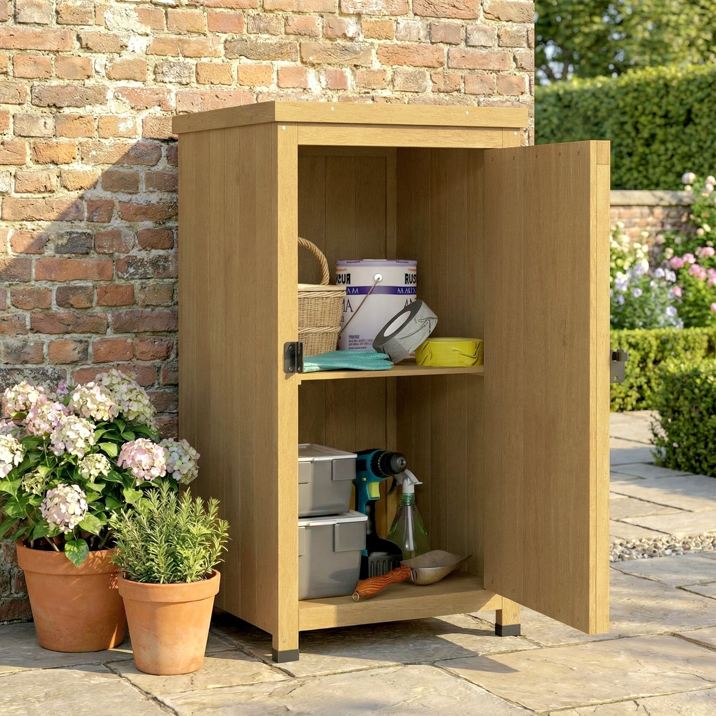 Wooden Garden Shed, Garden Tool Storage Shed with Shelf Brown