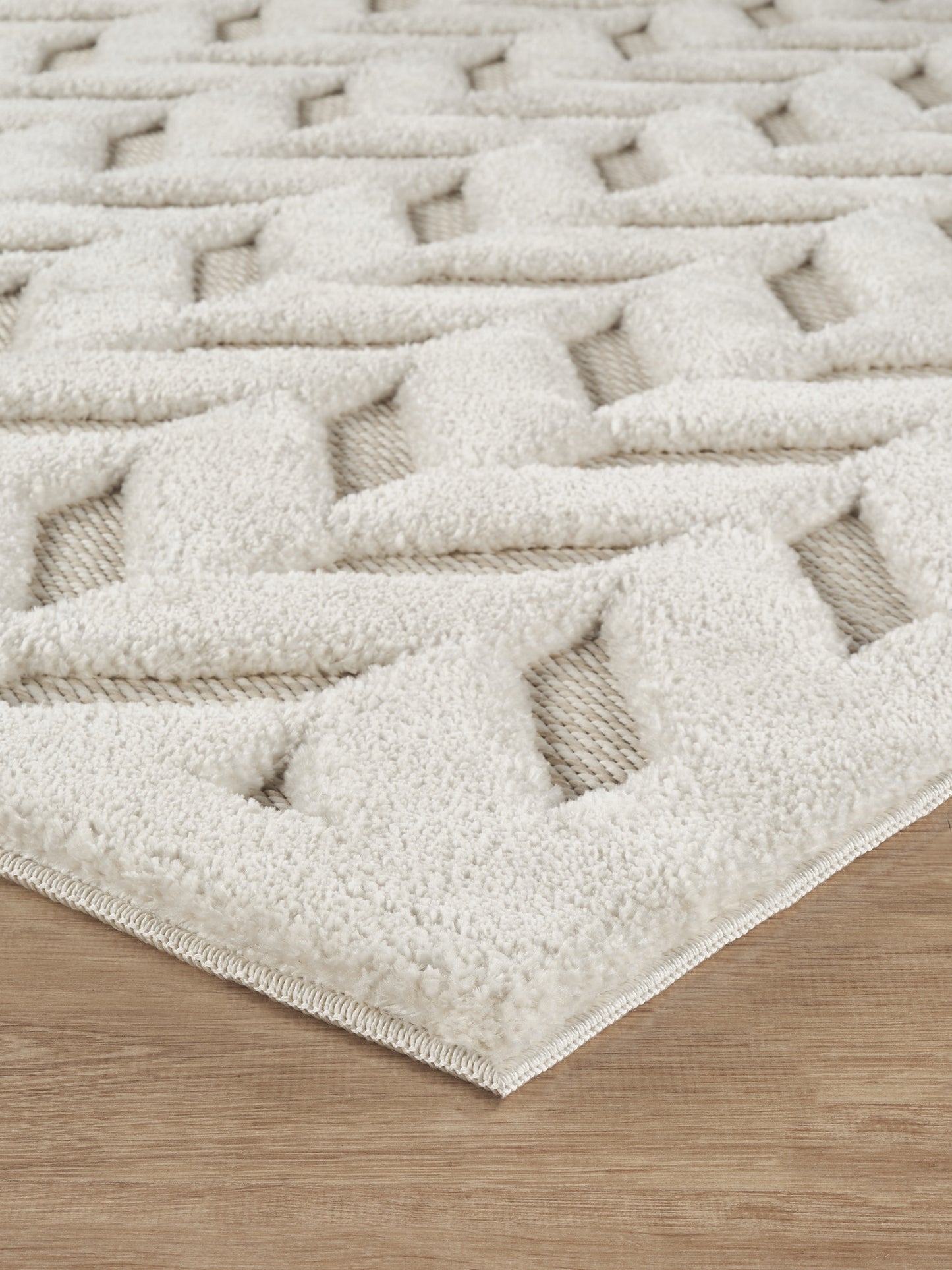 Freya Living Room Area Rug Contemporary 3D Embossed Modern Herringbone Design