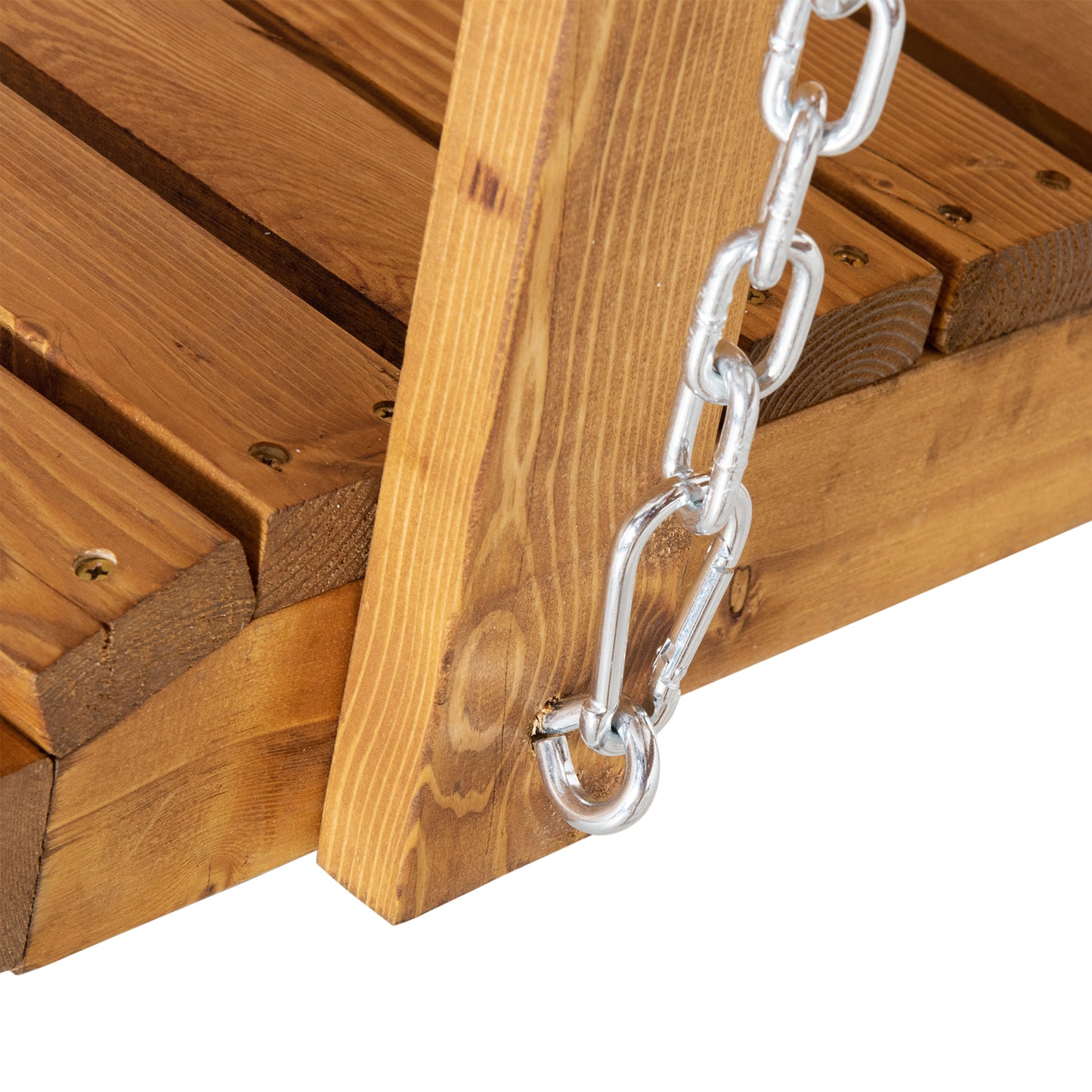 2 Seater Garden Swing Chair, Outdoor Canopy Swing Bench with Adjustable Shade and Solid Wood Frame