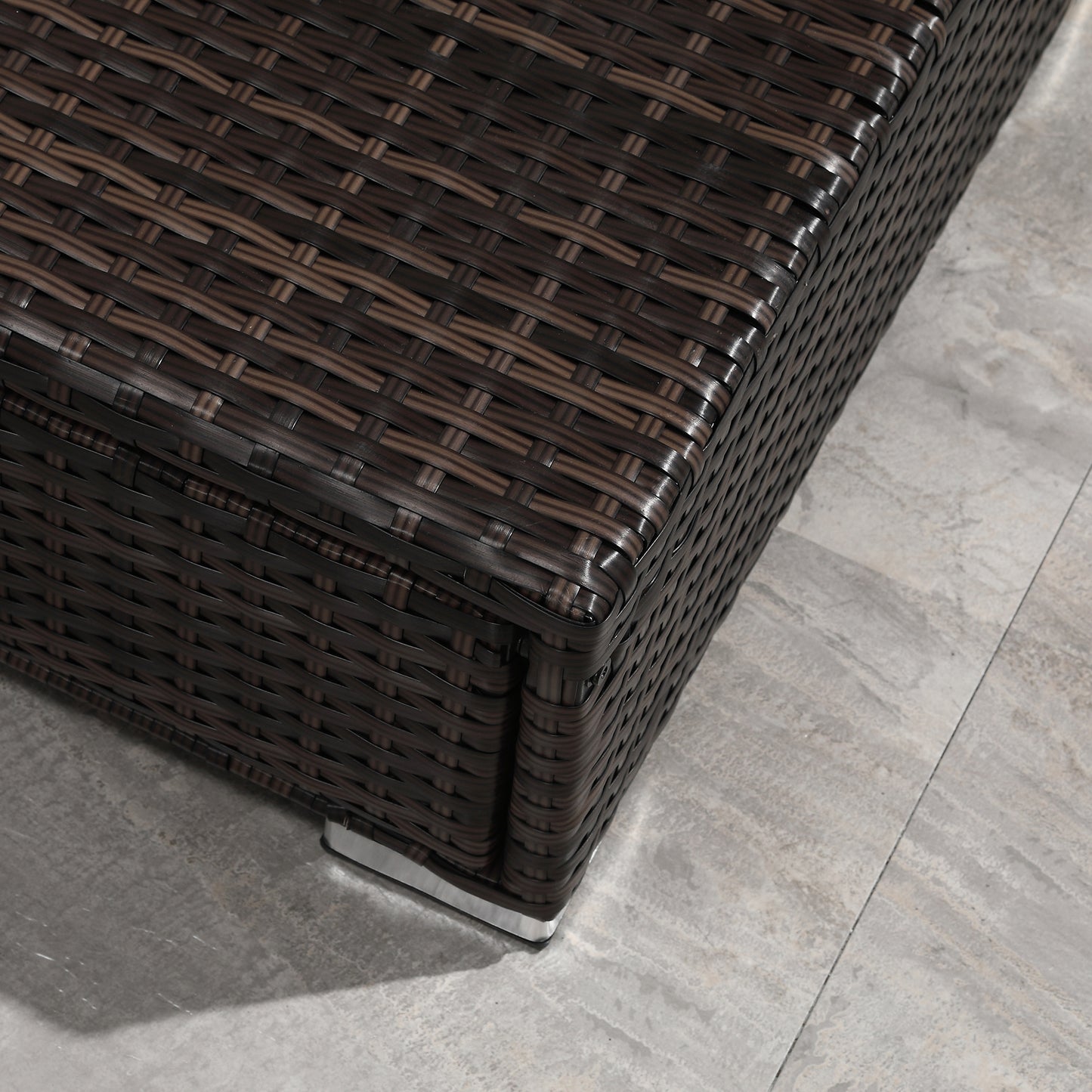 Rattan Garden Set Storage Table Wicker Patio Lounger 4-Seater Brow