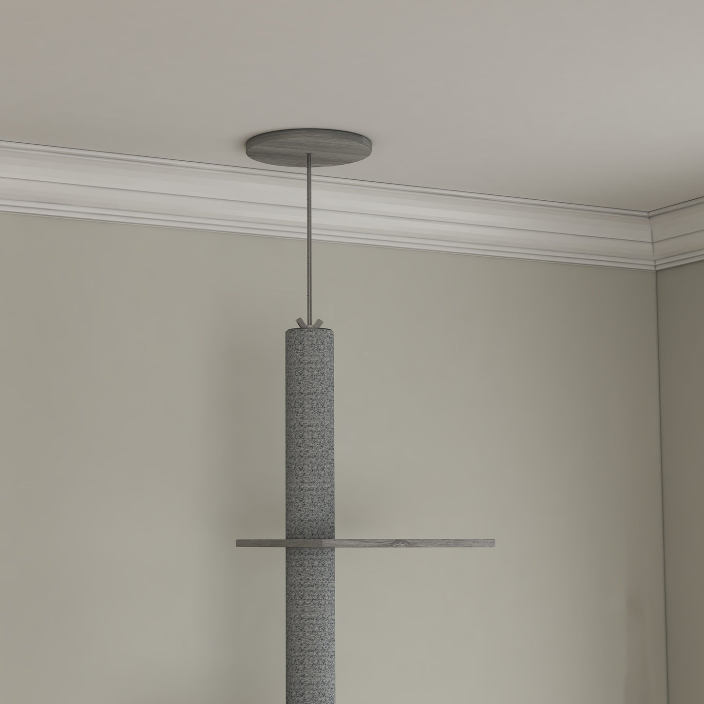 2-in-1 Hidden Litter Box with Floor-To-Ceiling Cat Tree, Indoor - Grey