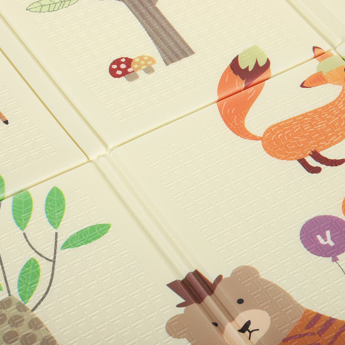 1.8m x 1.5m Reversible Folding Baby Play Mat with Storage Bag - Animals & Forest