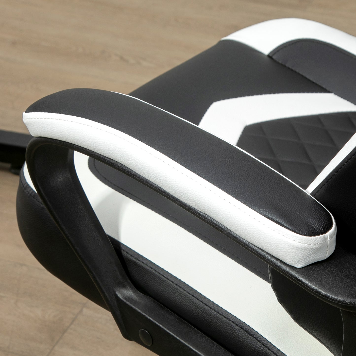 Racing Gaming Chair w/ Lumbar Support, Gamer Office Chair, Black White