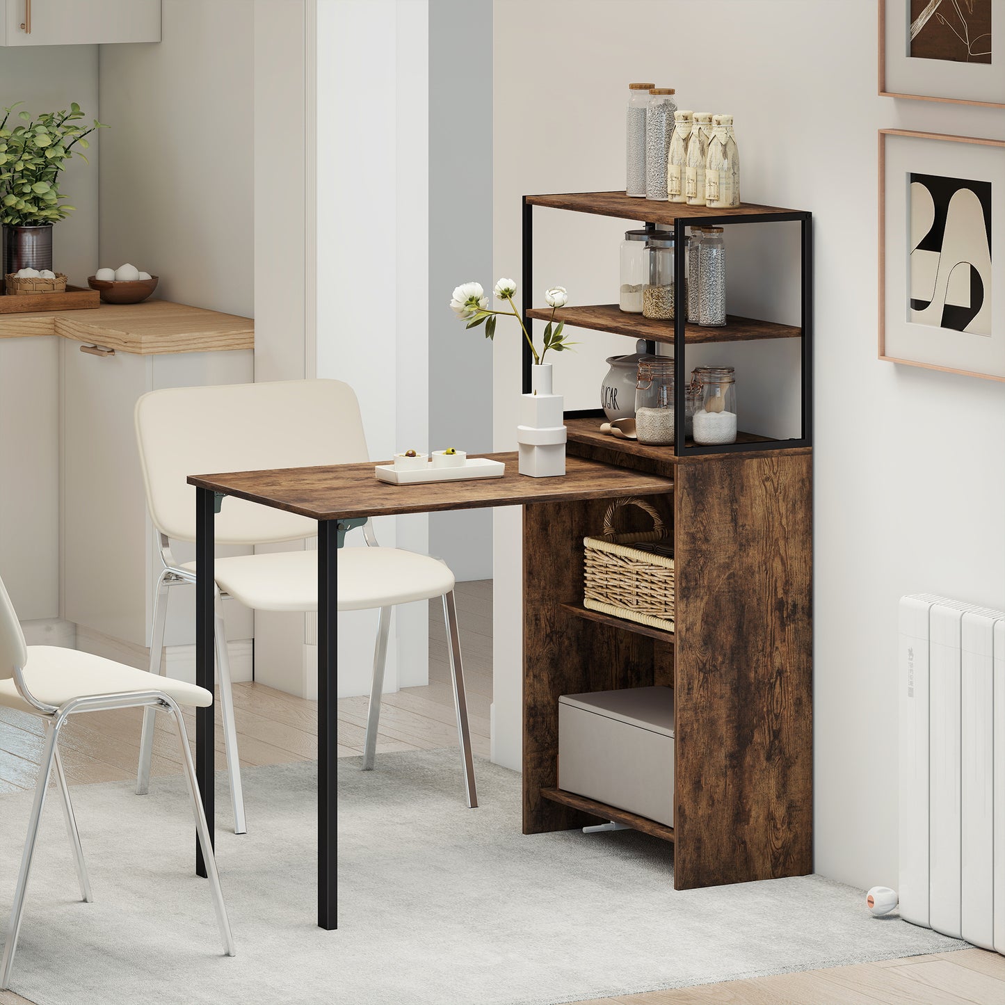 Foldable Computer Desk, Office Desk for Small Spaces, Rustic Brown