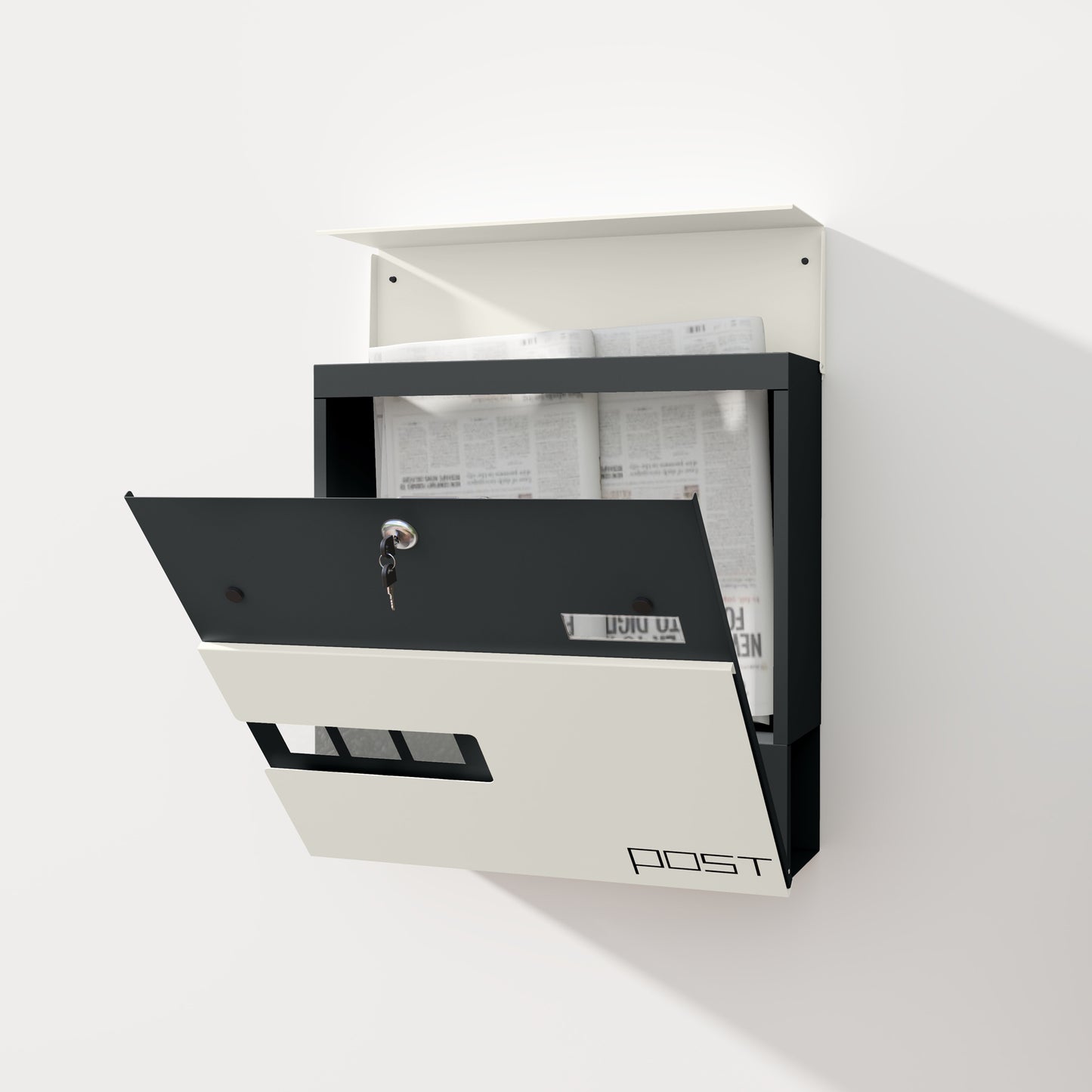 Wall Mounted Post Box, Weatherproof Letterbox with Lock, White