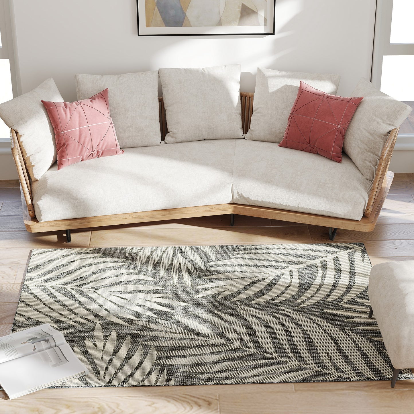 Easy-Cleaning Machine Washable Rug for Patio, Garden, Grey