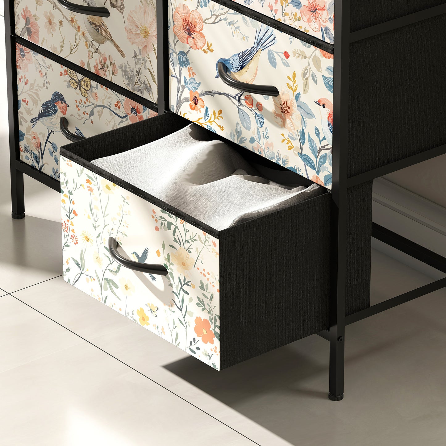 6-Drawer Chest of Drawers, Fabric Dresser, White