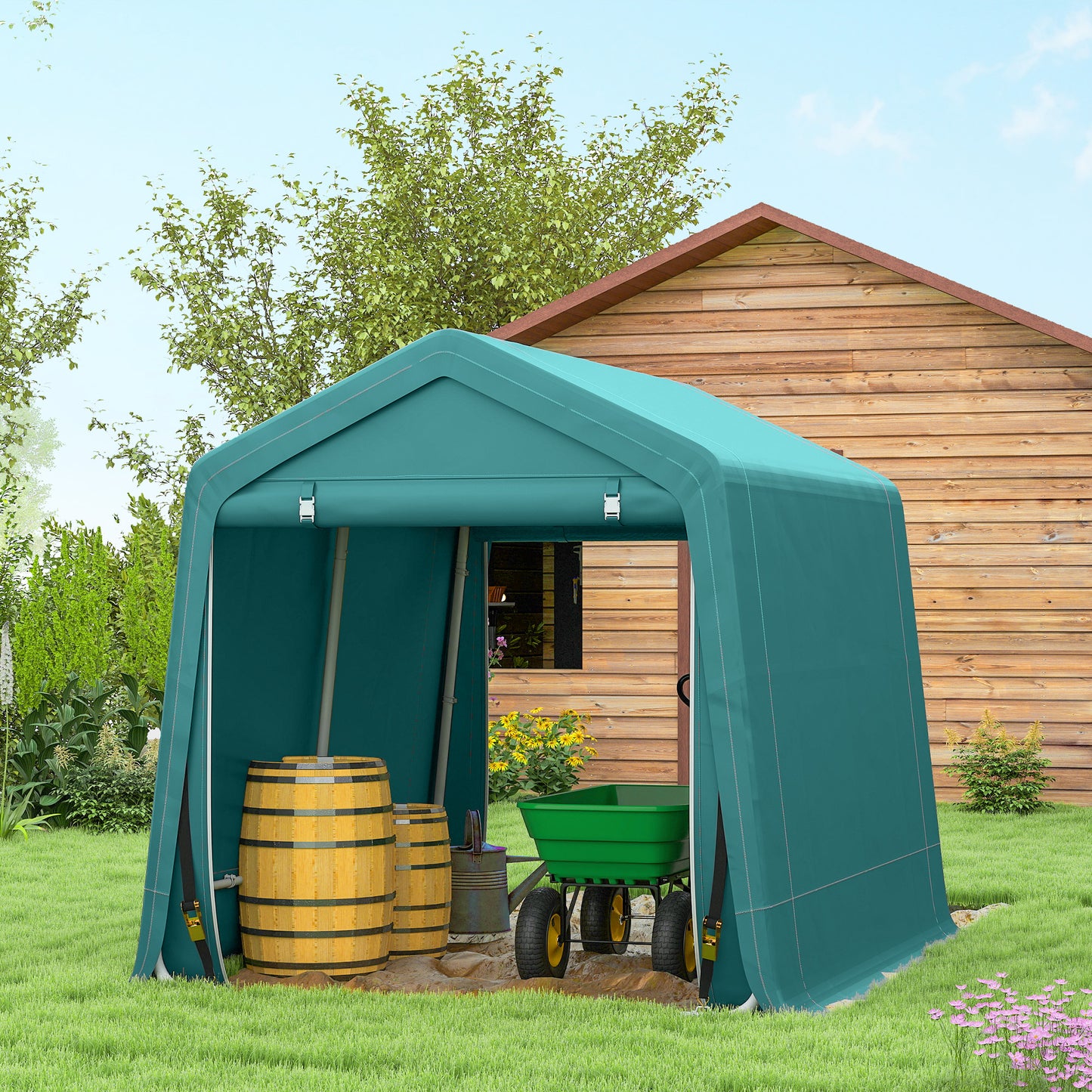 Outdoor Garden Storage Shed Waterproof Bike Tent w/ Zipper Doors