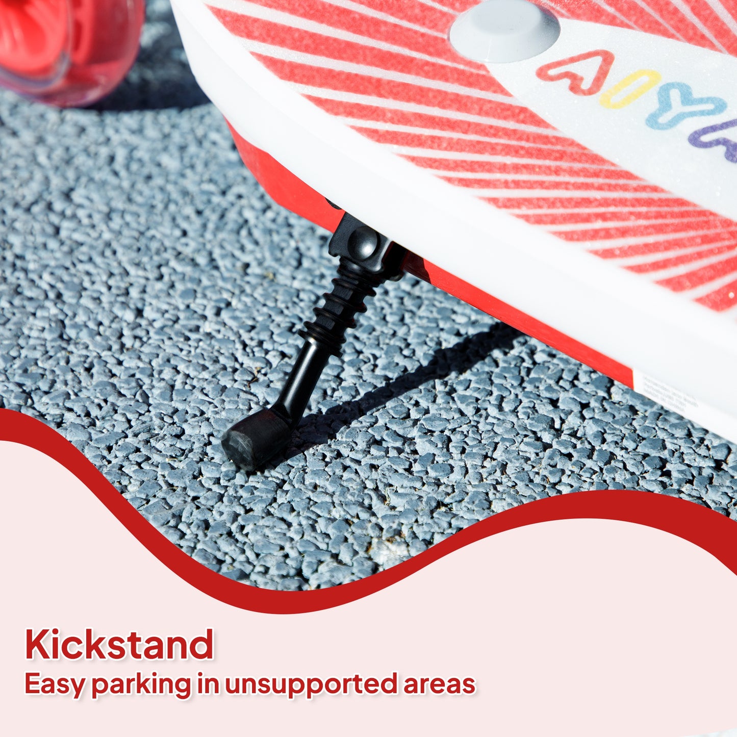 Electric Scooter for Kids 4-7, with Auxiliary Rear Wheels, Red