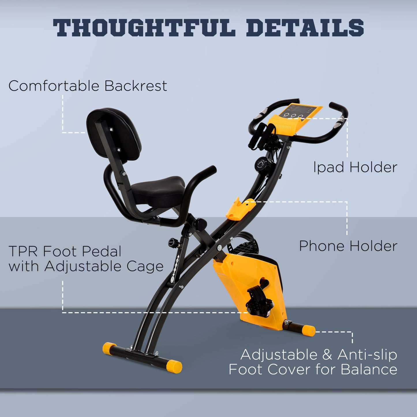 2-In-1 Folding Exercise Bike with 8-Level Magnetic Resistance Yellow