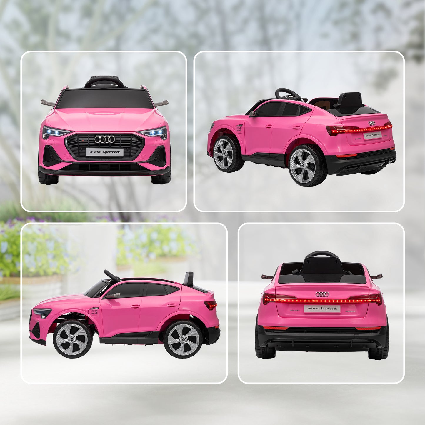 Audi E-tron Licensed 12V Kids Electric Ride on, Electric Car for Kids, with Parental Remote, Music Lights MP3, Suspension Wheels, for 3-5 Years, Pink