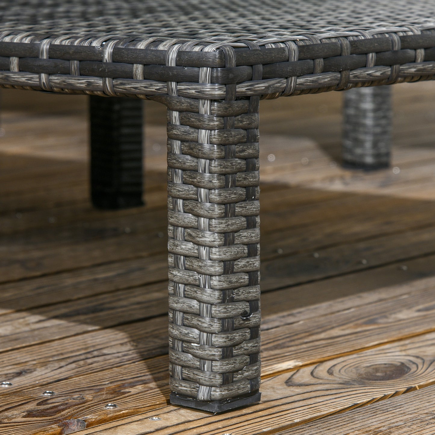 2 Pieces Rattan Sun Loungers w/ Padded Cushion for Poolside Dark Grey