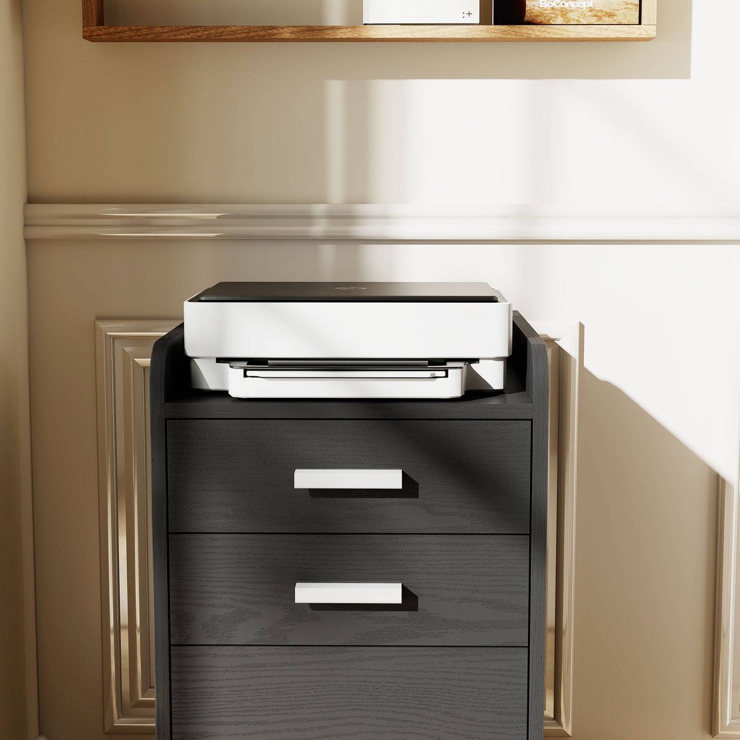 Mobile Filing Cabinet, File Cabinet with 3 Drawers, Black