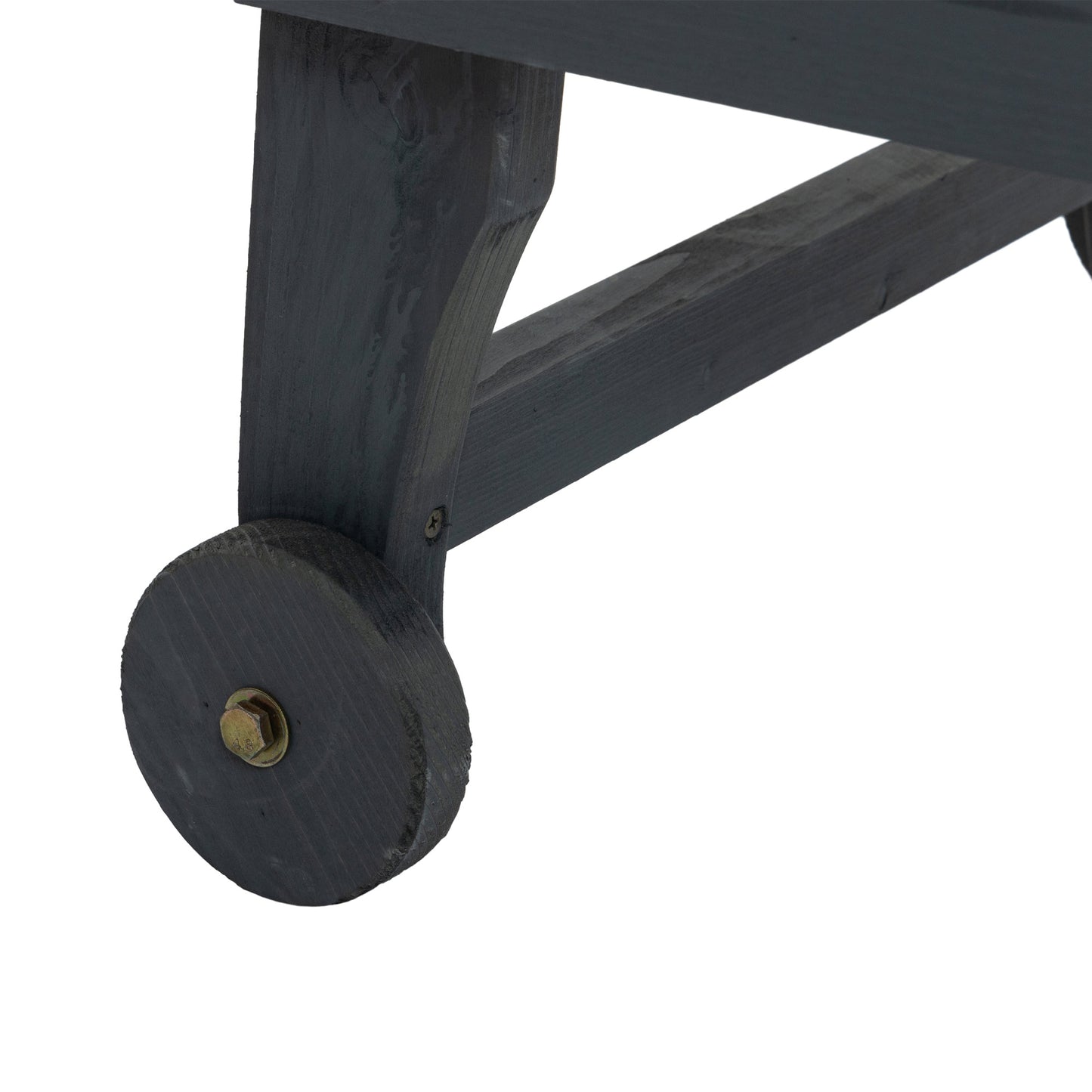 Wooden Sun Lounger Outdoor Patio Sun Bed w/ Pull-out Table Grey