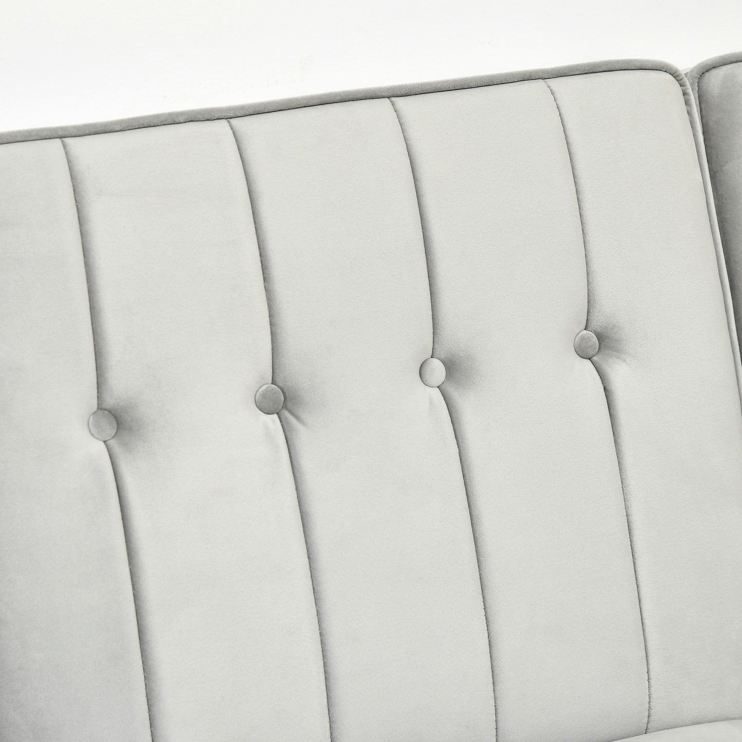 L Shape Sofa Bed Set with 3-Seater Sofa and Footstool, Corner Sofa Bed with Ottoman, Grey