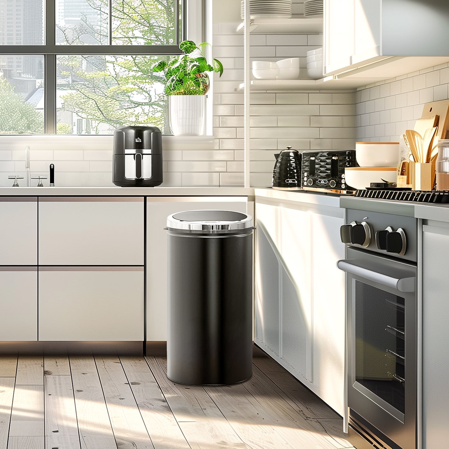 Automatic Hand Sensor Dustbin Kitchen Waste Bin Rubbish Can 42L Black