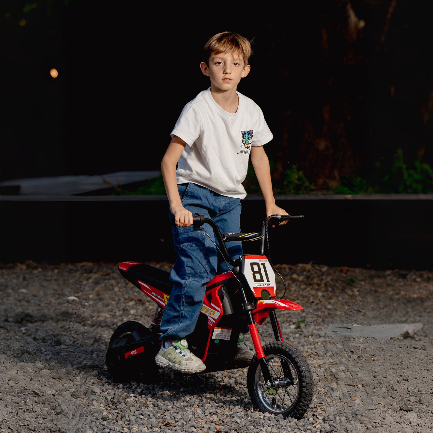 Kids Electric Motorbike, 24V Battery Powered Dirt Bike with 250W Motor, 6-16km/h, 7AH Batteries, 12" Inflatable Tires and Rear Suspension, Ride On Motorcycle for 8-12 Years Old, Red