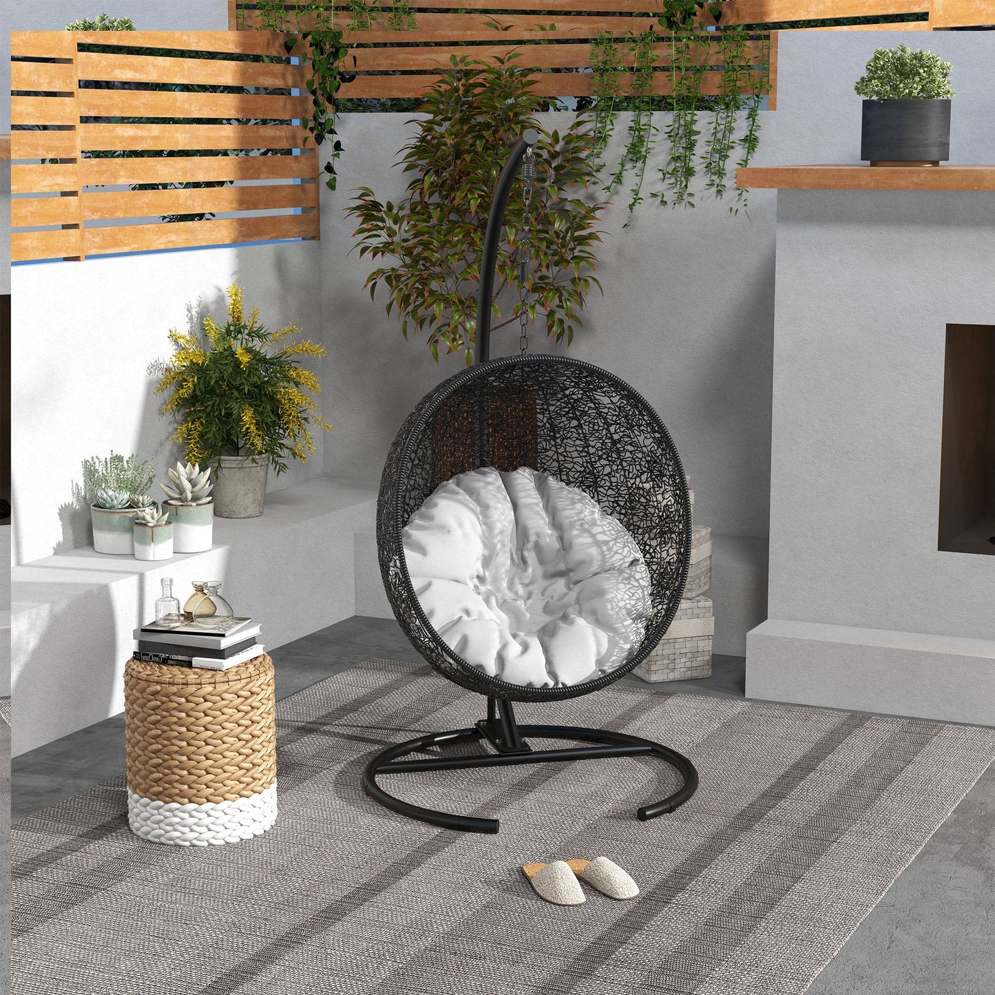 Hammock Chair Stand w/ Round Base, C Swing Stand Only, Black