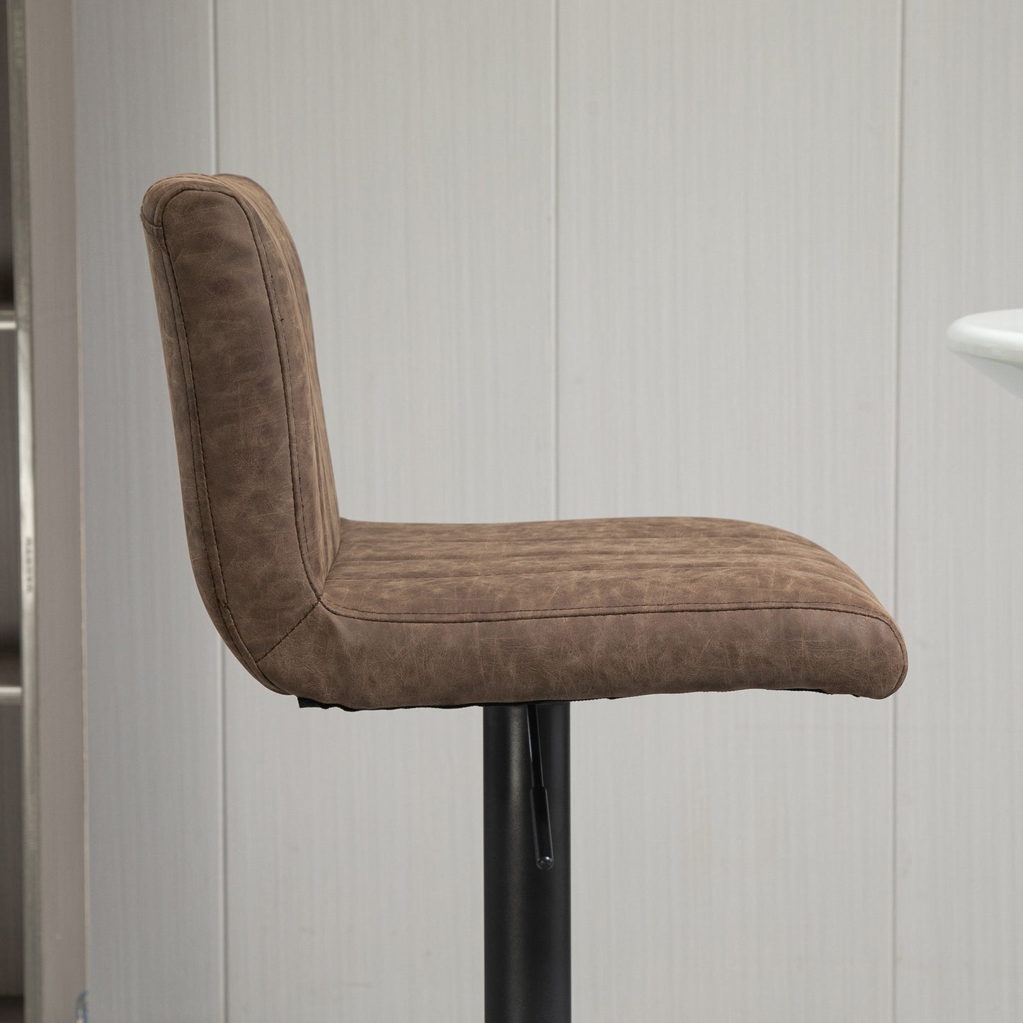 Barstools Set of 2 Adjustable Height Bar Chairs with Footrest, Brown