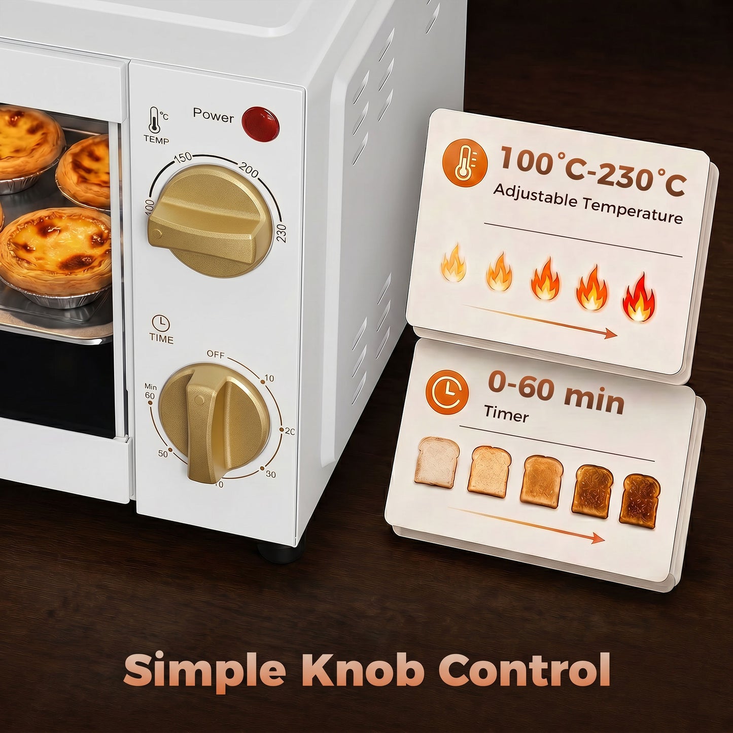 Mini Oven 9L Countertop Toaster Oven with Timer Control 750W White