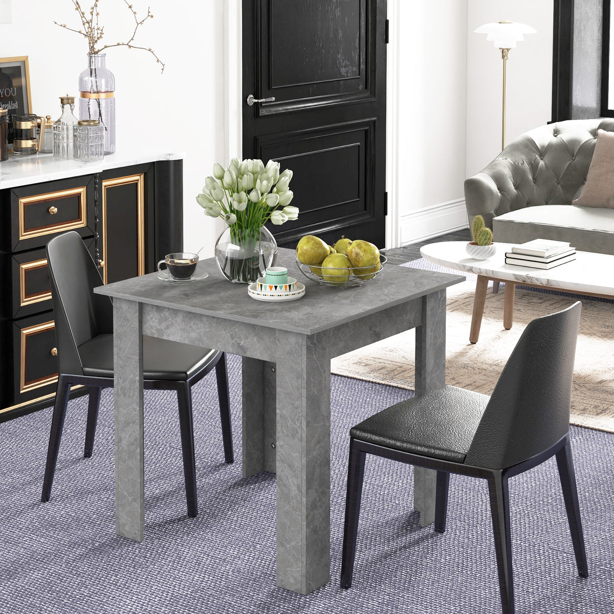 Square Dining Table, Kitchen Table with Faux Cement Effect